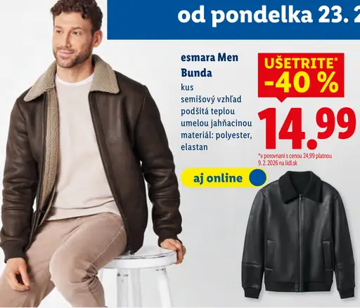 Esmara Men pánska bunda so semišovým vzhľadom