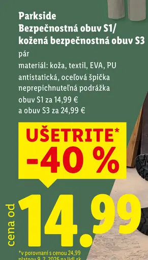 Parkside bezpečnostná obuv S1 / kožená bezpečnostná obuv S3