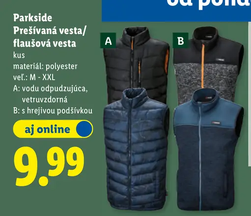 Parkside prešívaná vesta / flaušová vesta