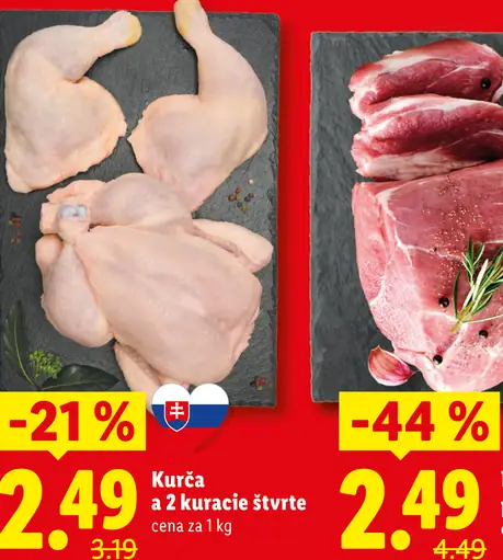 Kurča a 2 kuracie štvrte chladené