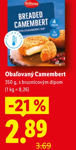 Obalovaný Camembert s brusnicovým dipom