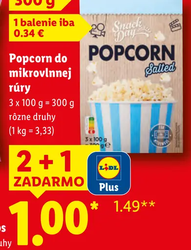 Snack Day Popcorn do mikrovlnnej rúry