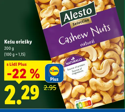 Alesto kešu oriešky natural
