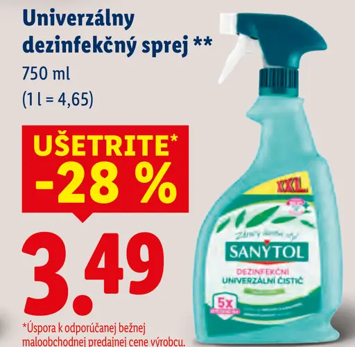 Sanytol Univerzálny dezinfekčný čistiaci prostriedok