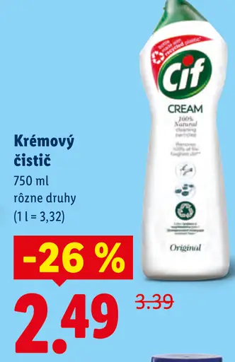 Cif krémový čistič abrazívny rôzne druhy