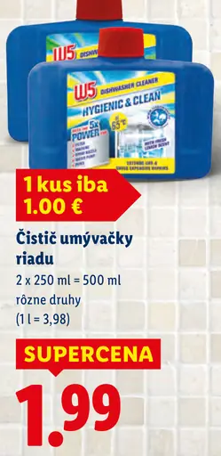 W5 čistič umývačky riadu hygienic & clean rôzne druhy
