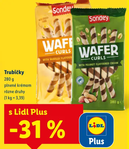 Sondey Wafer Curls trubičky plnené krémom