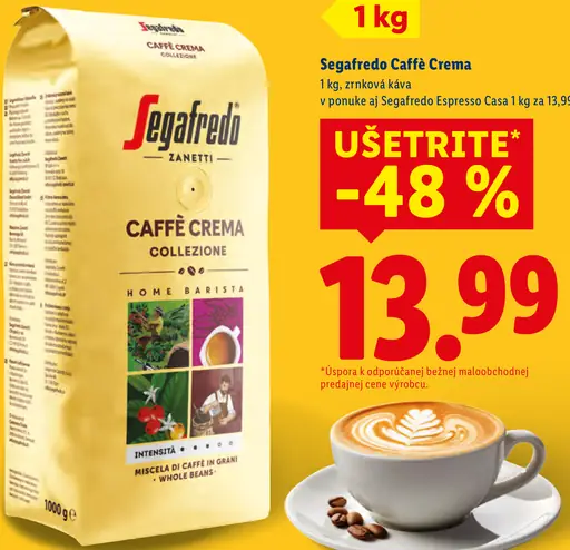 Segafredo Caffè Crema Classico zrnková káva