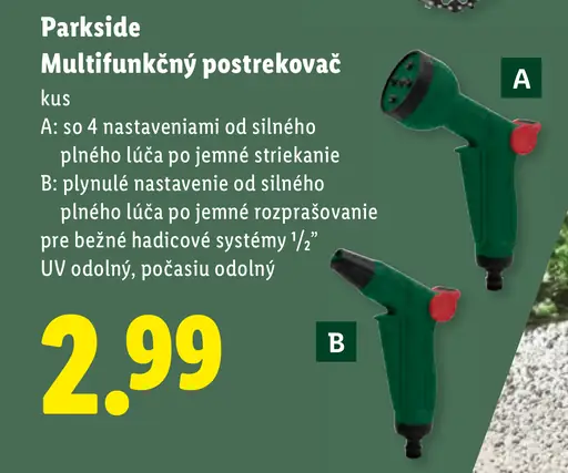 Parkside multifunkčný postrekovač na hadicové systémy