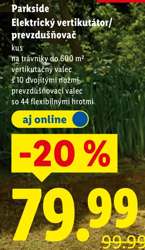 Parkside elektrický vertikutátor/prezdušňovač na trávniky