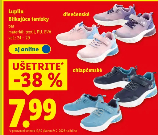 Lupilu blikajúce tenisky dievčenské