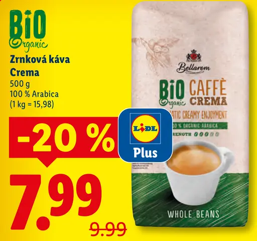 Bellarom Bio zrnková káva Crema