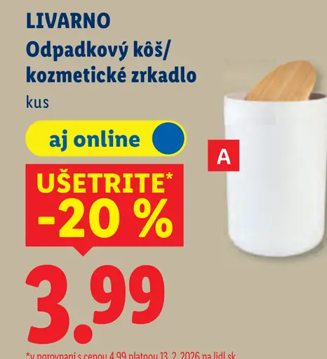 Livarno odpadkový kôš / kozmetické zrkadlo