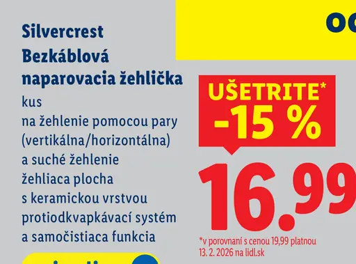 Silvercrest bezkáblová naparovacia žehlička