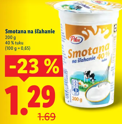 Pilos smotana na šľahanie 40 % tuku