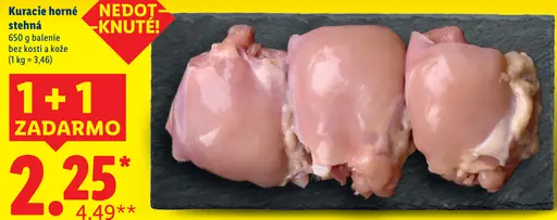 Kuracie horné stehná bez kože a kostí