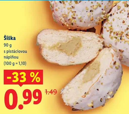 Šiška s pistáciovou náplňou