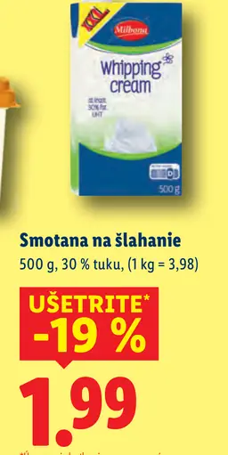 Milbona smotana na šľahanie 30 % tuku