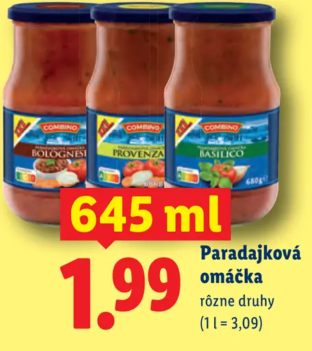 Combino paradajková omáčka rôzne druhy
