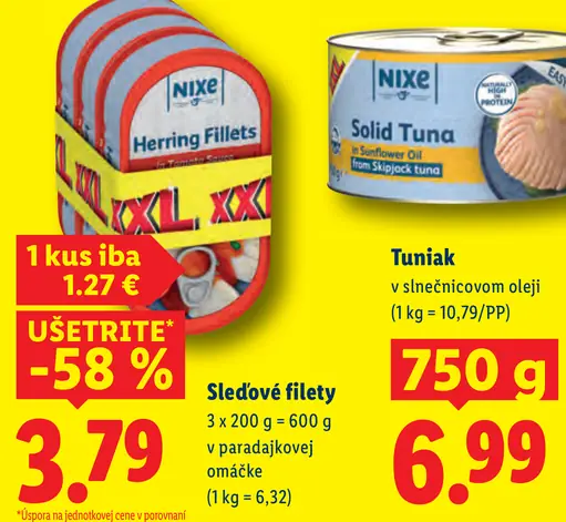 Nixe Sledové filety v paradajkovej omáčke