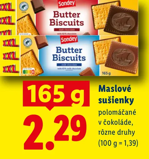Sondey Butter Biscuits maslové sušienky polomáčané v čokoláde