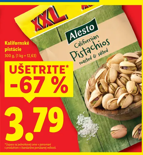 Alesto Californian Pistachios pražené a solené