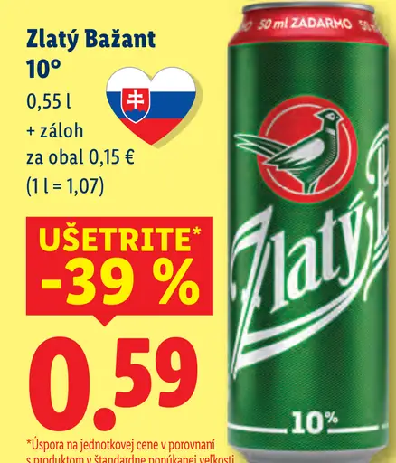 Zlatý Bažant 10° plechovka