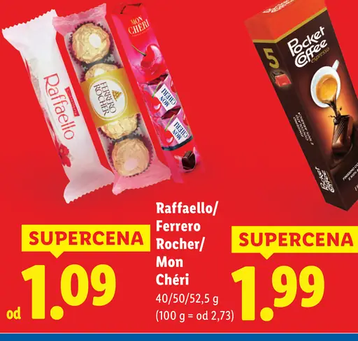 Raffaello/ Ferrero Rocher/ Mon Chéri čokoládové tyčinky