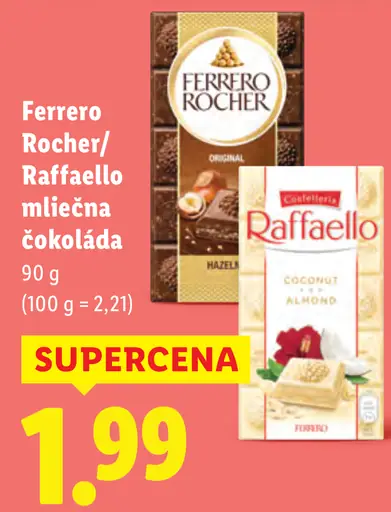 Ferrero Rocher/ Raffaello mliečna čokoláda