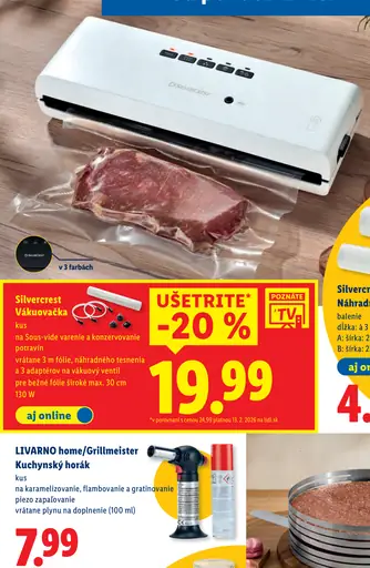 Silvercrest vákuovačka na sous-vide varenie a konzervovanie potravín