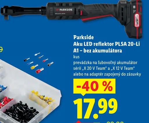 Parkside aku LED reflektor PLSA 20-Li A1 – bez akumulátora
