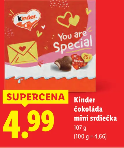 Kinder čokoláda mini srdiečka