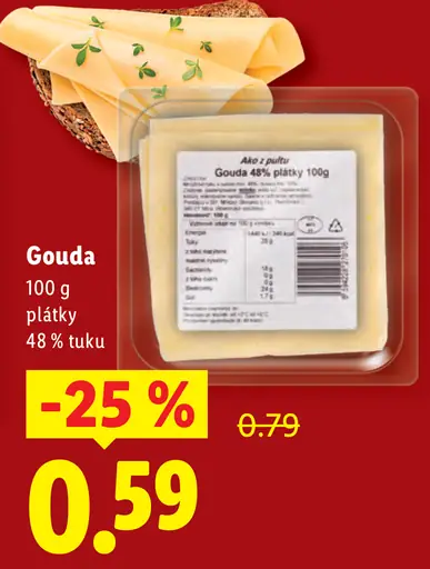 Gouda plátky 48 % tuku
