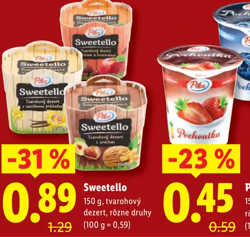 Pilos Sweetello tvarohový dezert rôzne druhy