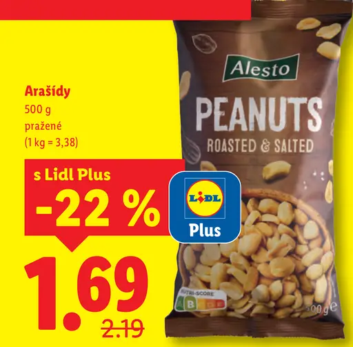 Alesto pražené arašidy