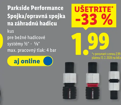 Parkside Performance spojka/opravná spojka na záhradnú hadicu