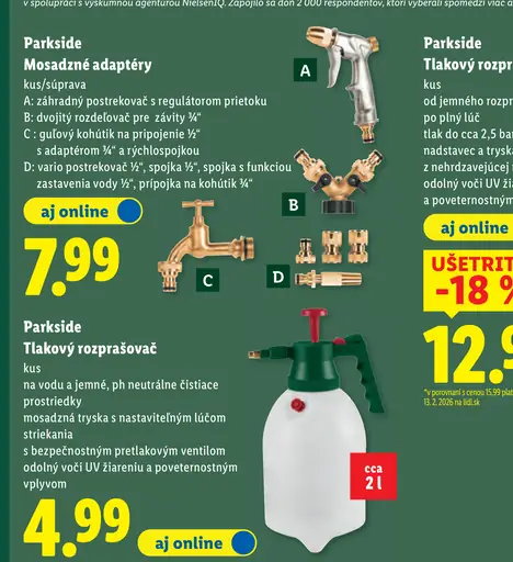 Parkside mosadzné adaptéry