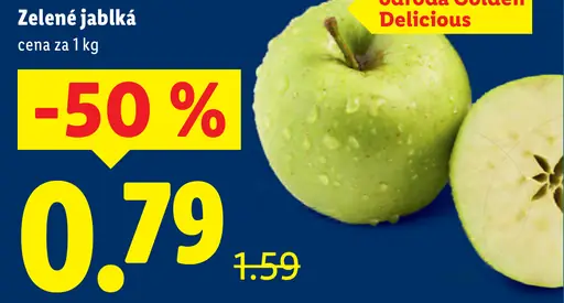 Zelené jablká odroda Golden Delicious