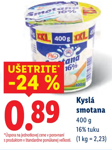Rajo kyslá smotana 16 % tuku