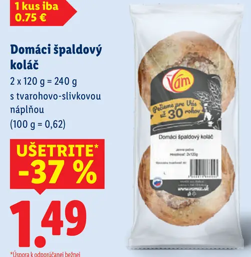 Vám Domáci špaldový koláč s tvarohovo-slivkovou náplňou