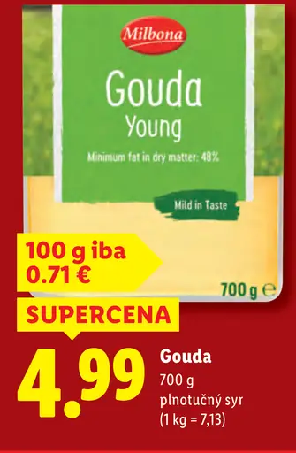 Milbona Gouda Young plnotučný syr