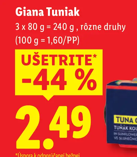 Giana tuniak kúsky v konzerve rôzne druhy