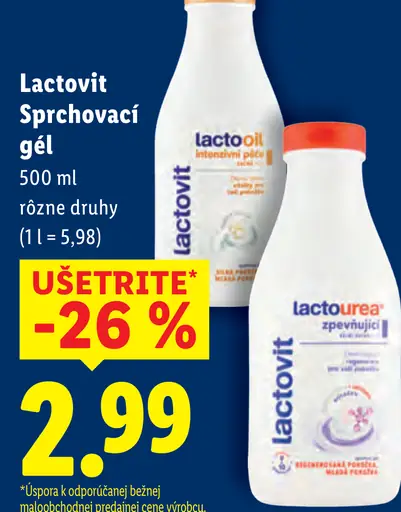 Lactovit sprchový gél vybrané druhy
