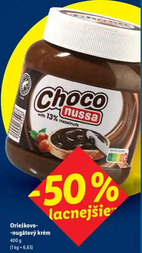 Choco Nussa orieškový nugátový krém