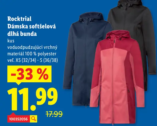 Rocktrail Dámska softšelová dlhá bunda