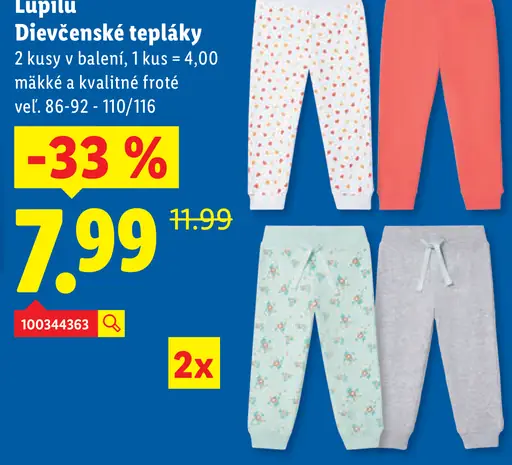 Lupilu dievčenské tepláky