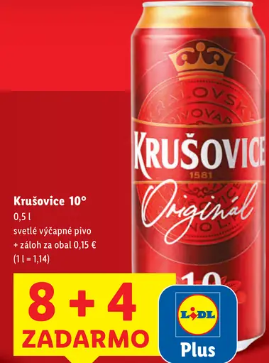 Krušovice svetlé pivo plechovka