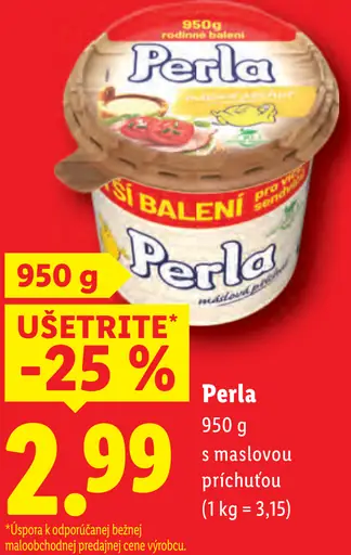 Perla nátierkové maslo s maslovou príchuťou