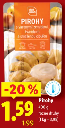Chef Select pirohy s varenými zemiakmi, tvarohom a smaženou cibuľou