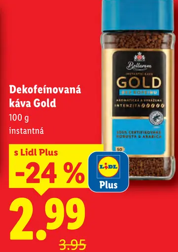 Bellarom dekofeínovaná káva Gold instantná
